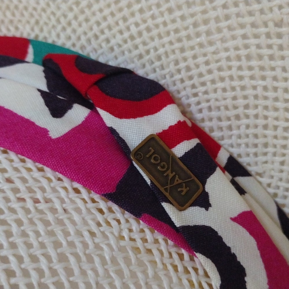 Kangol Unisex Straw Panama Hat w/ Colorful Linen Band EUC - Picture 2 of 16